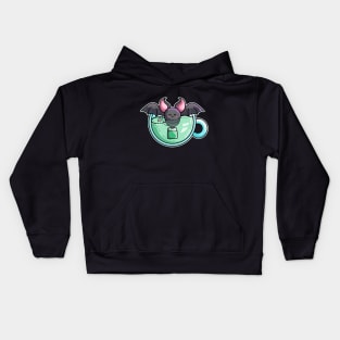 Bat-tea Pun of Kawaii Cute Bat and Green Tea Kids Hoodie